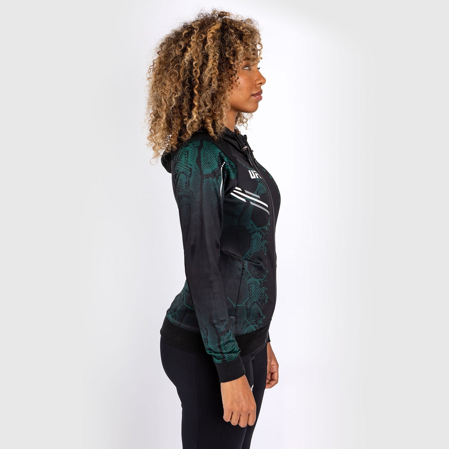 UFC Adrenaline by Venum  Personalized Authentic Fight Night Women’s Walkout Hoodie - Emerald Edition - Green/Black