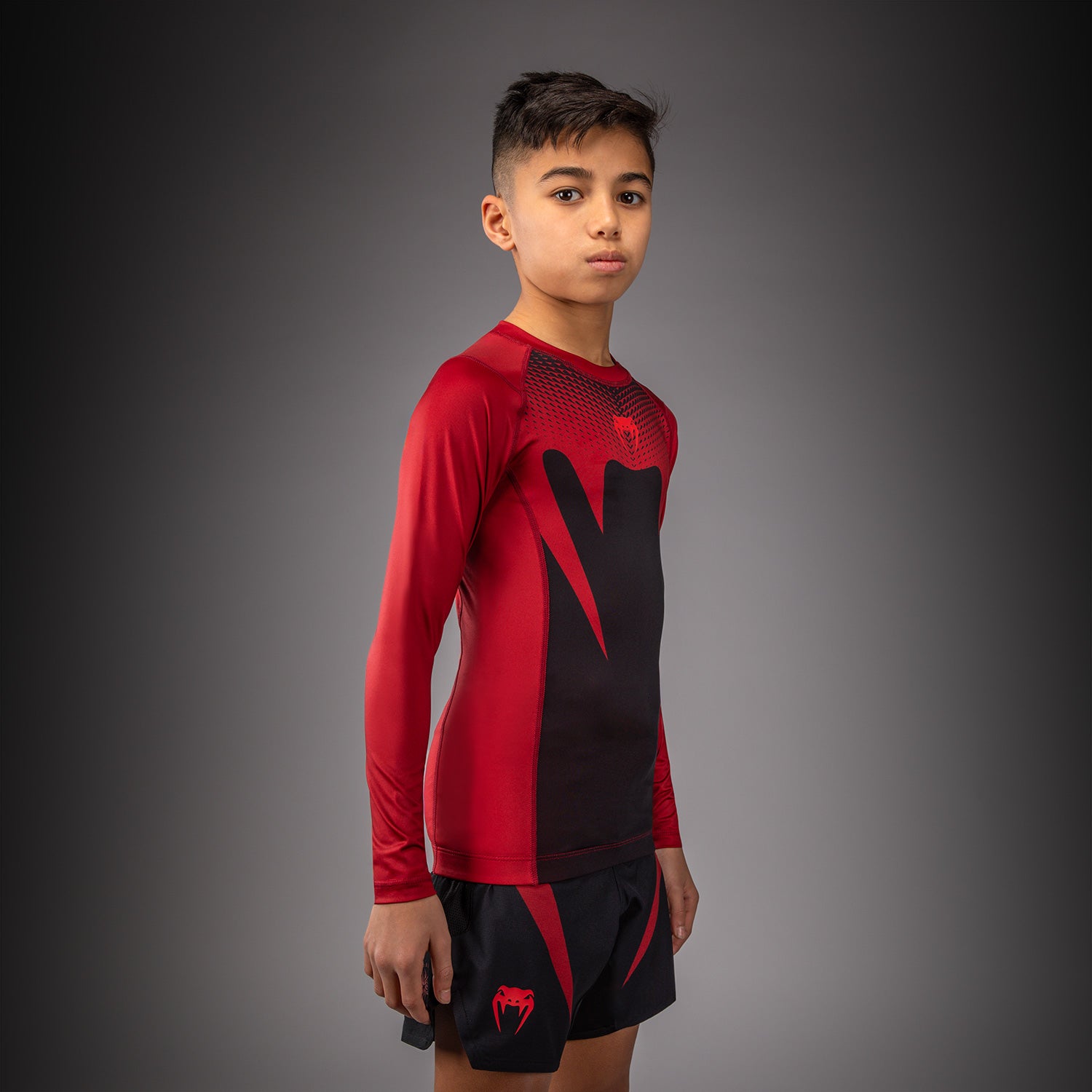 Venum Attack Kids Long Sleeve Rashguard - Black/Red  product-type_Compression T-Shirts Venum