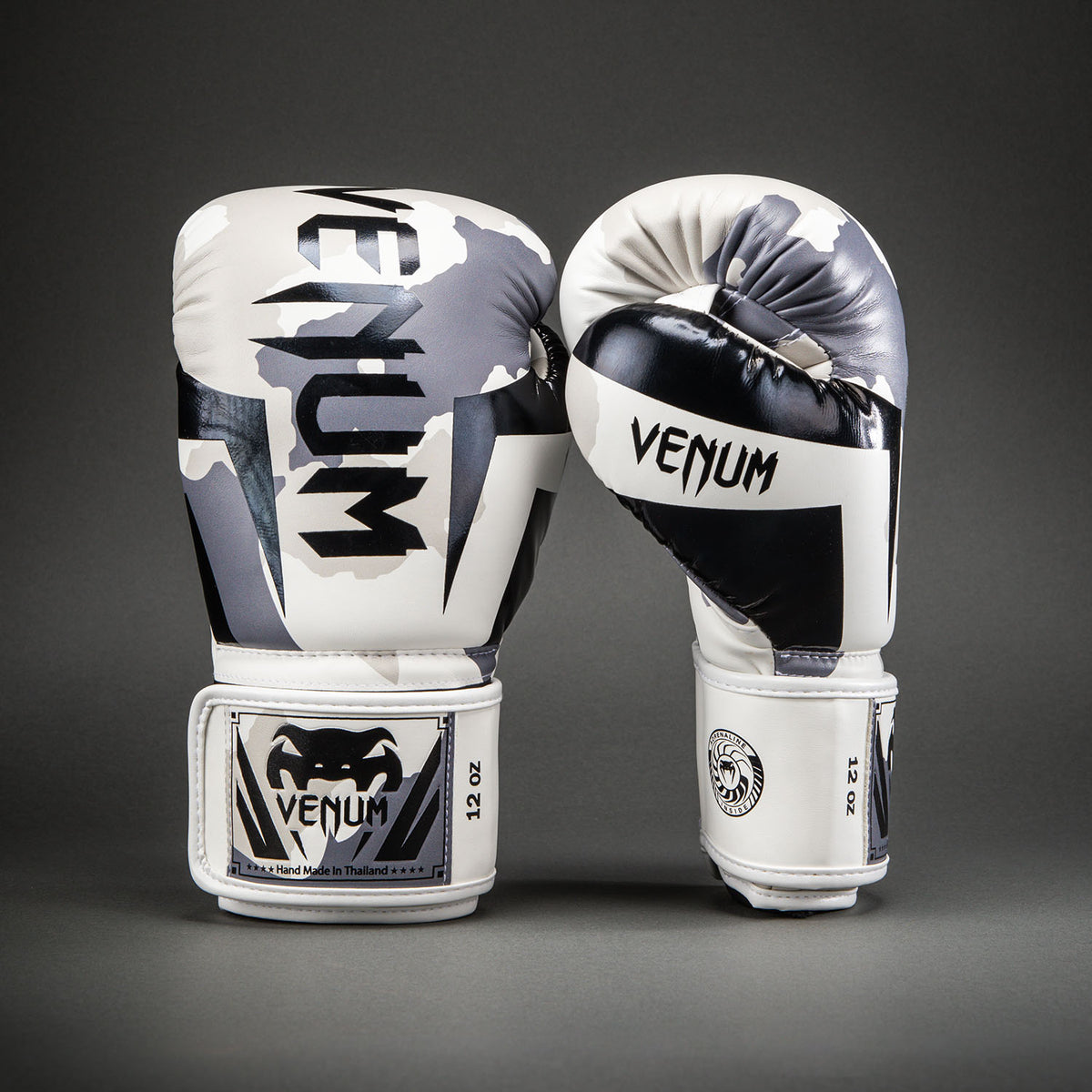 Venum Elite Camo Boxing Gloves - White/Light Grey