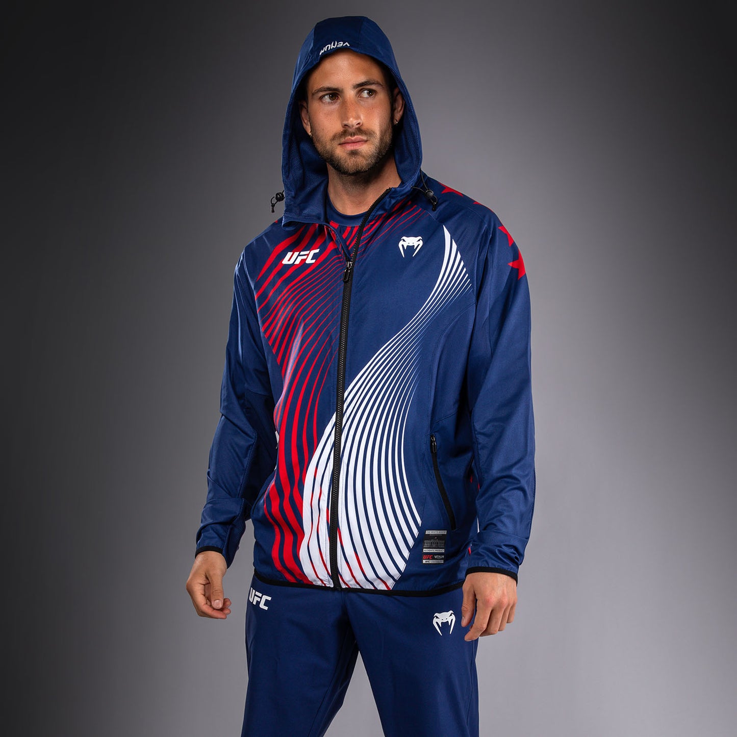 Men's Official UFC Freedom 250 by Venum Blue Personalized Authentic Fight Night Walkout Hoodie