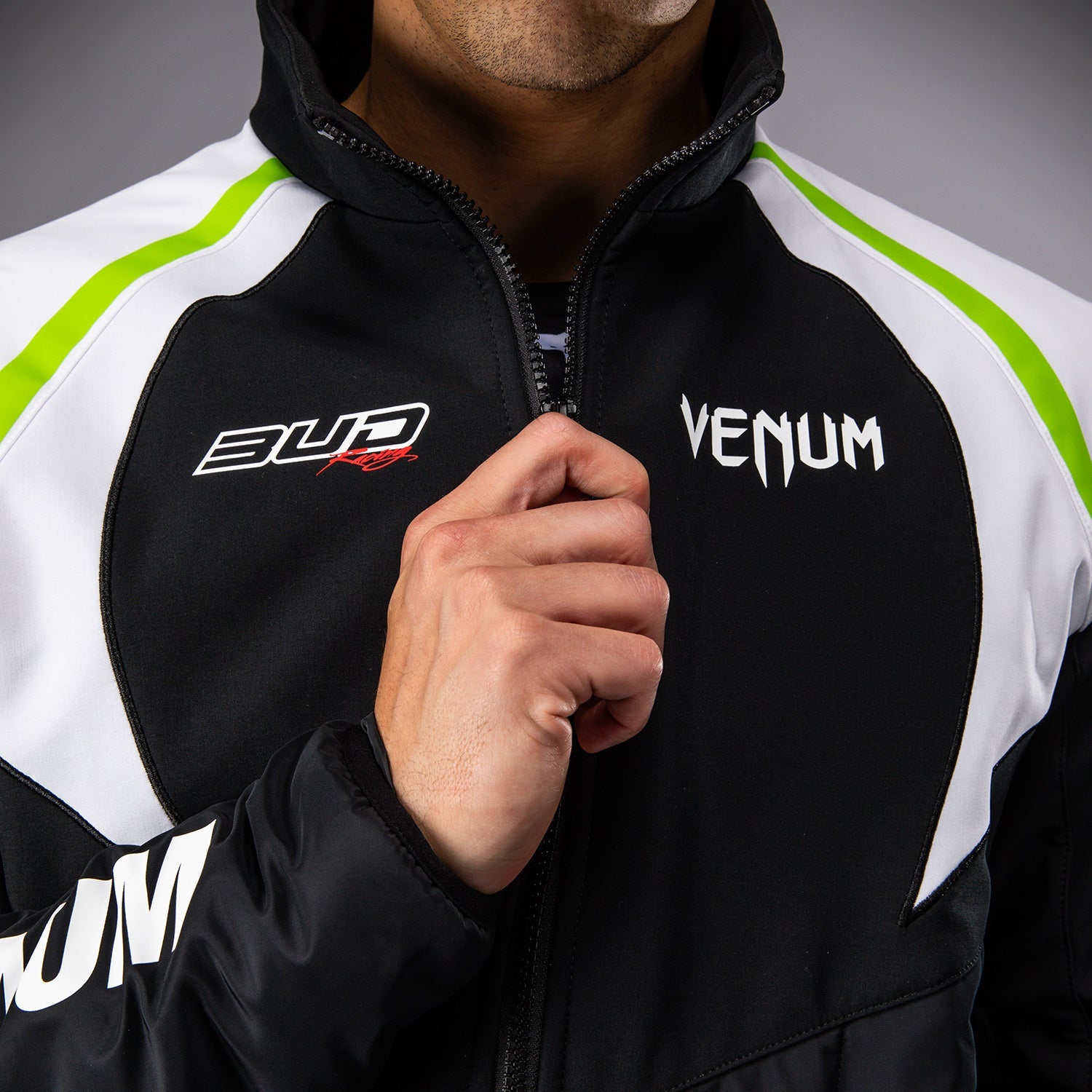 Venum x Bud Racing Men's Jacket - Black/White/Lime Green - Venum