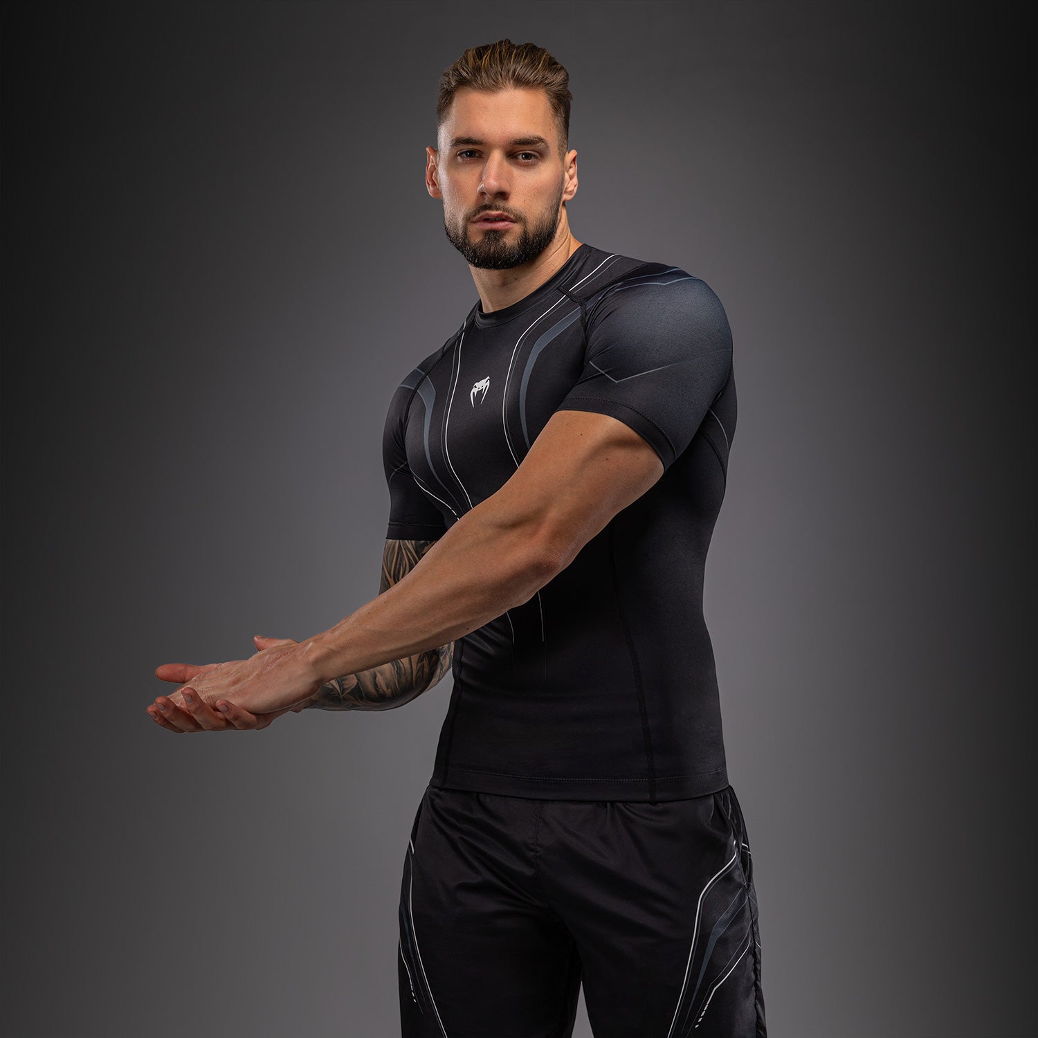 Venum Streamline Short Sleeve Rashguard - Black/White  product-type_Compression T-Shirts Venum
