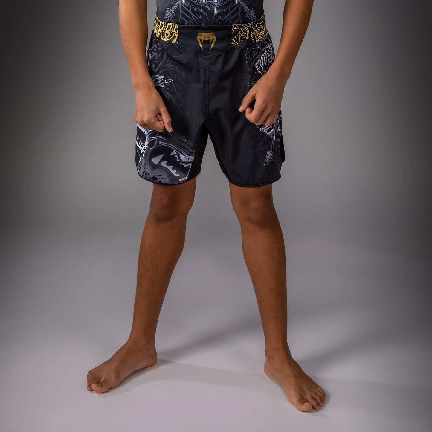 Venum Wolf Atak Kids Fightshorts - Black/Grey