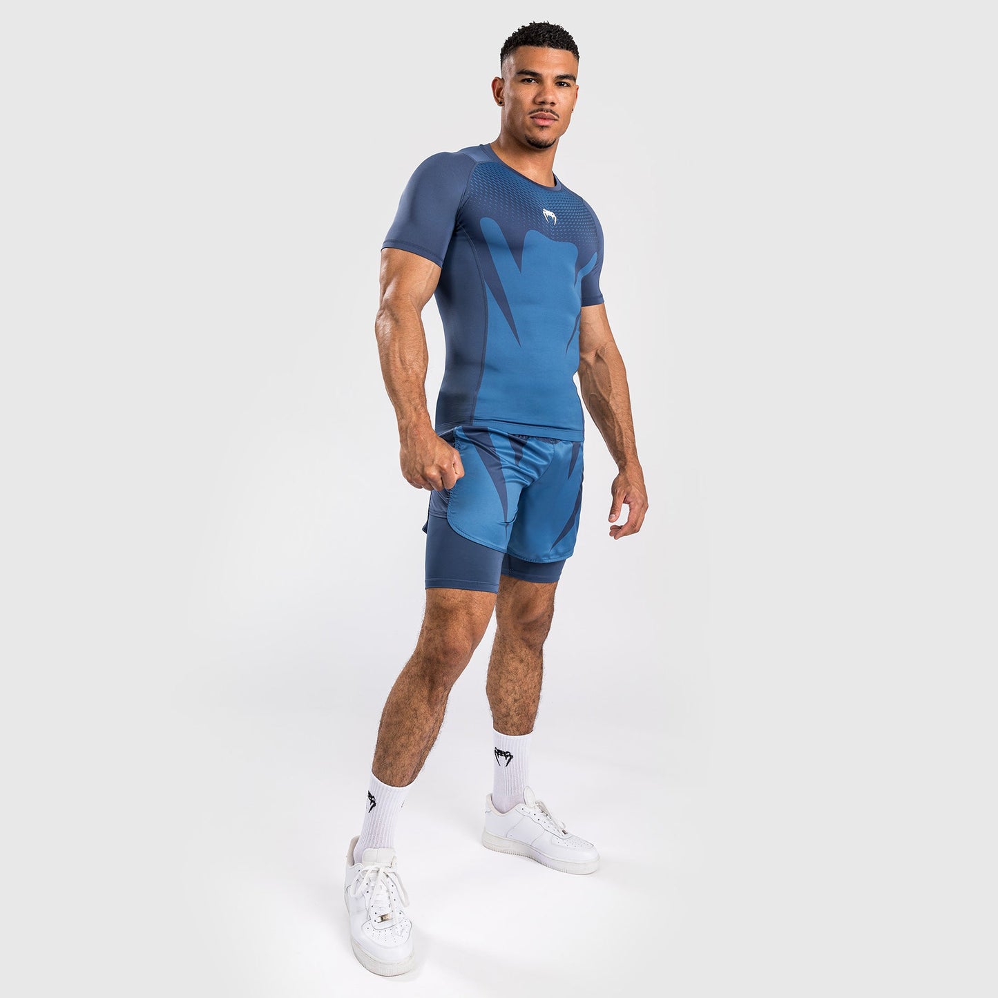 Venum Attack Men's Short Sleeve Rashguard - Navy Blue
