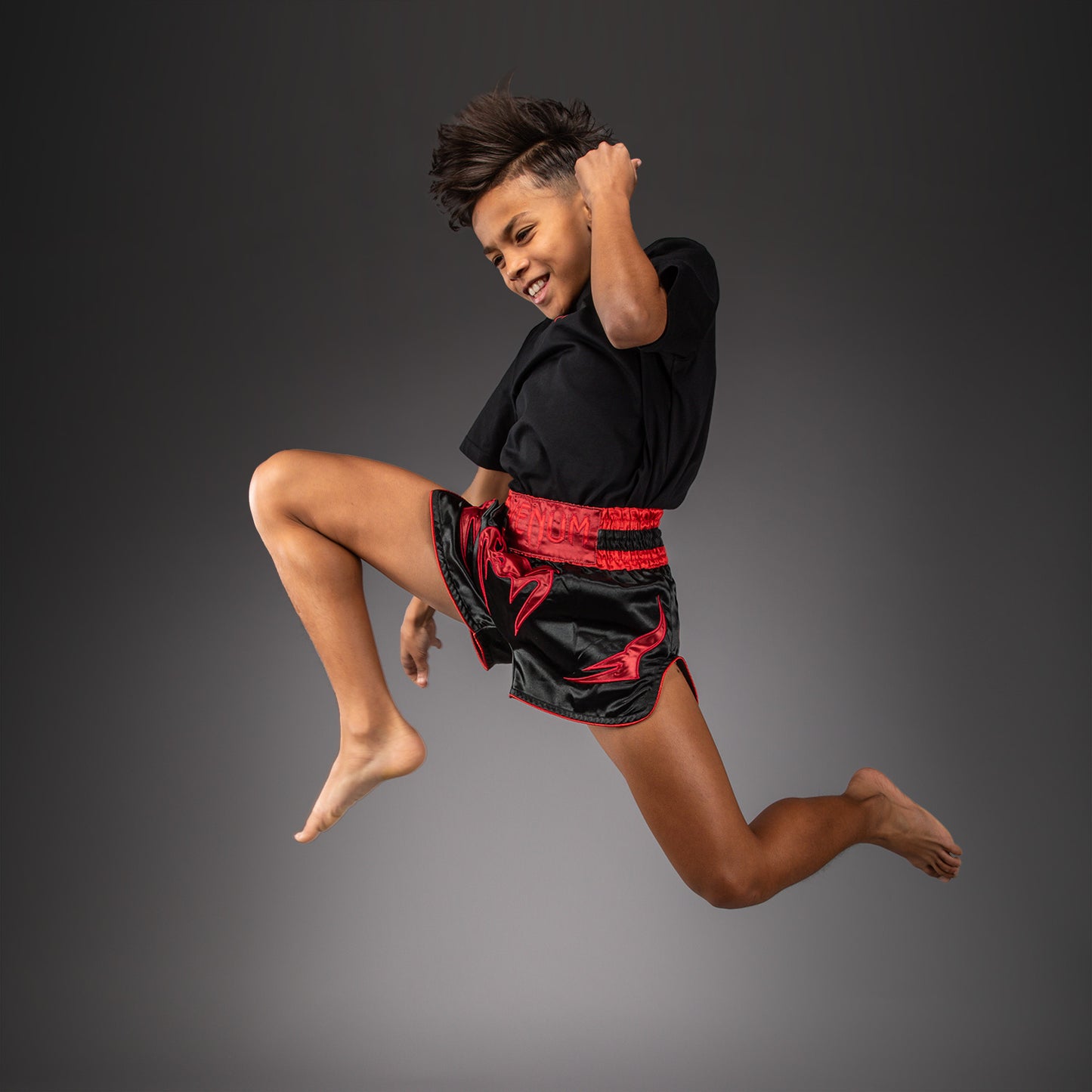Venum Attack Kids Muay Thai Shorts - Black/Red  product-type_Muay Thai Shorts Venum