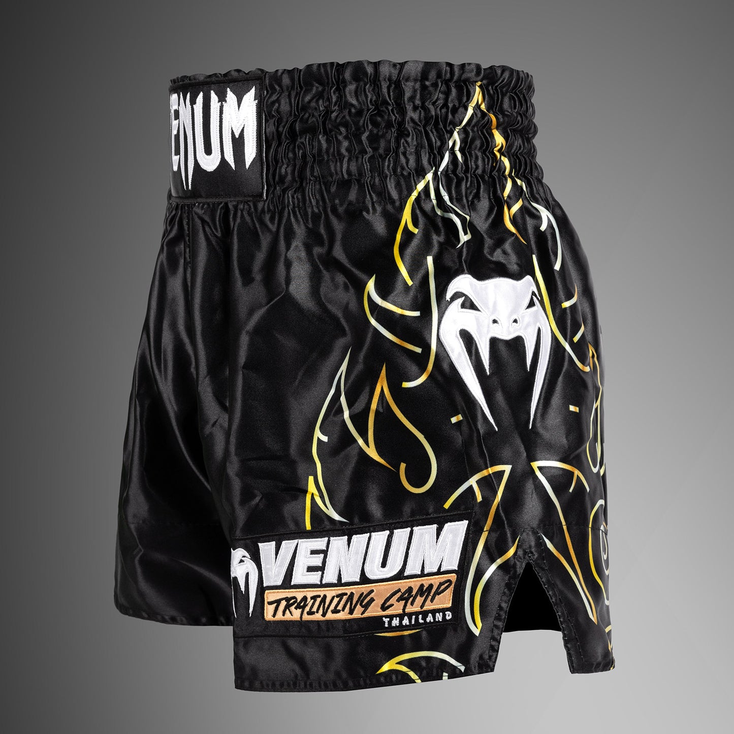 Venum VTC Flames Muay Thai Shorts - Black/Gold