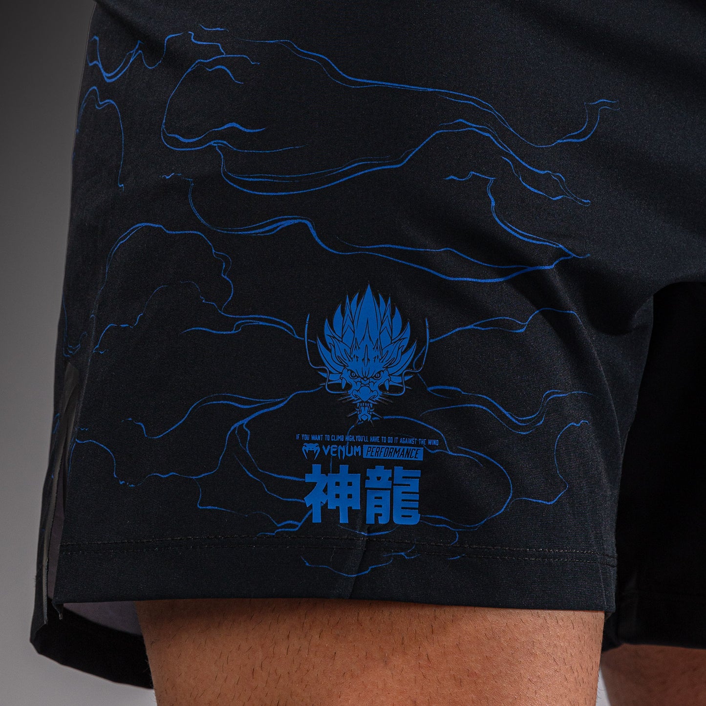 Venum Thunder Dragon Fightshorts - Black/Royal Blue  product-type_MMA Shorts Venum