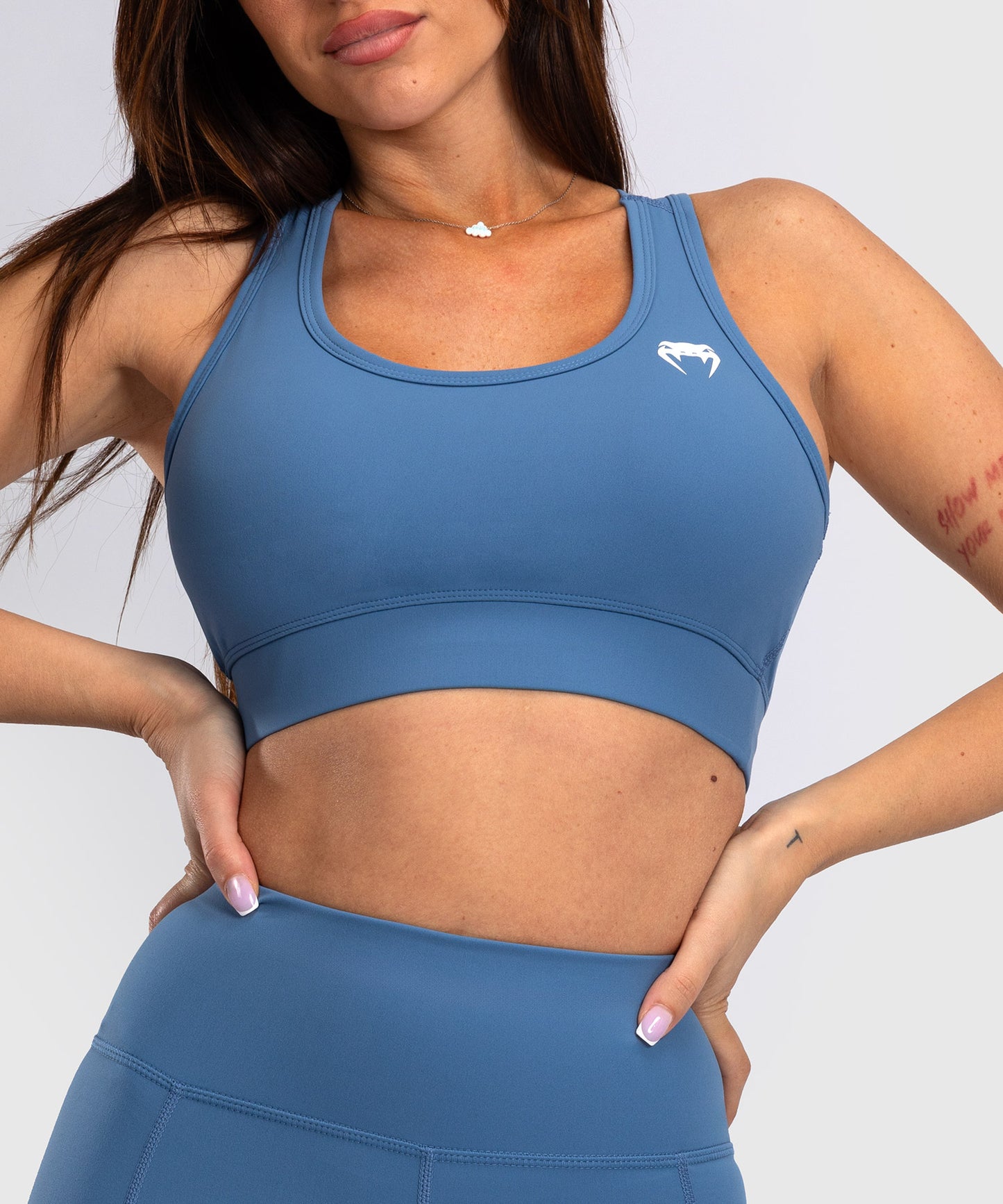 Venum Essential Women's Medium Impact Sports Bra - Storm Blue