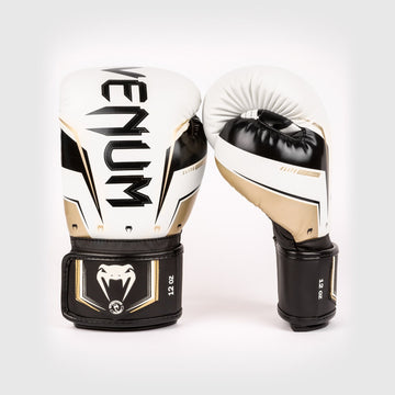 Venum Elite Evo Boxing Gloves - White/Gold