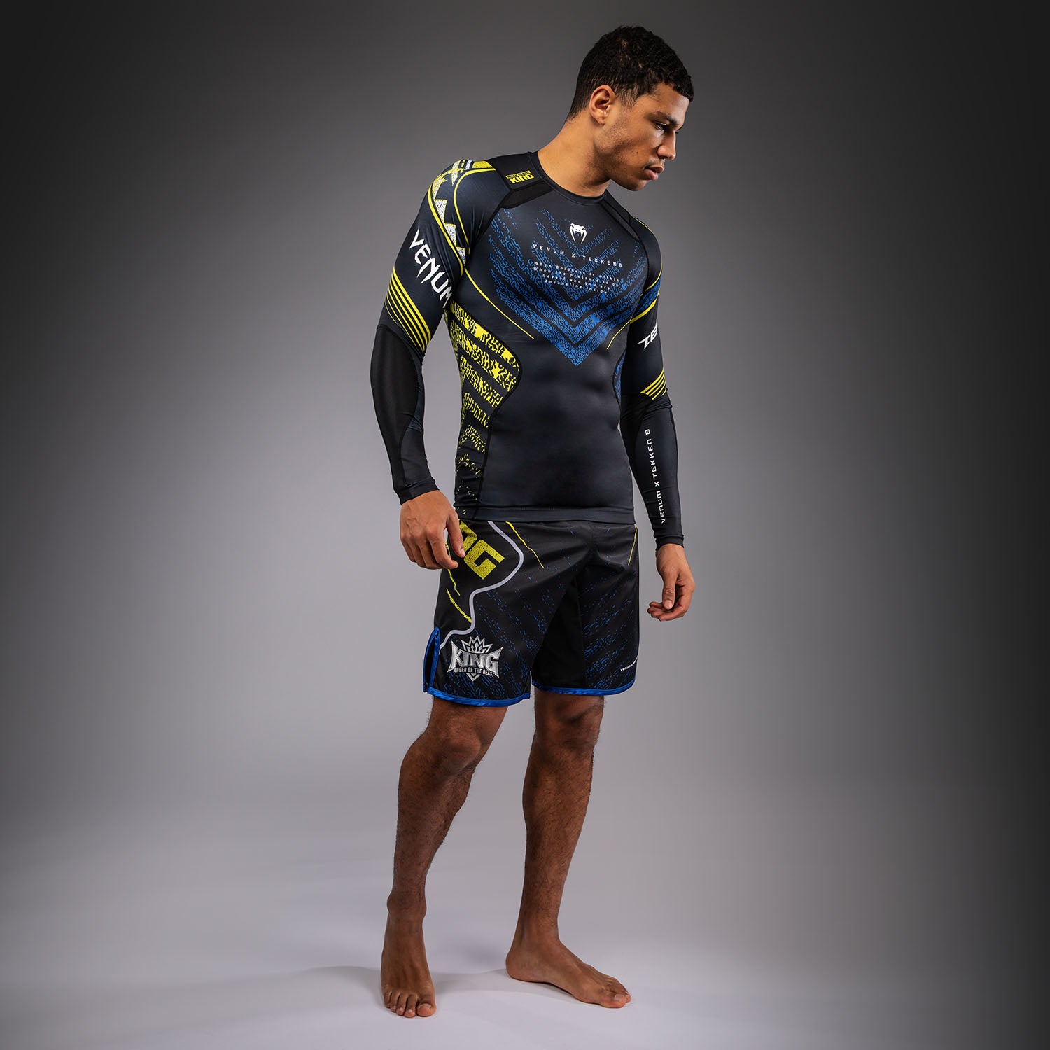 Venum x TEKKEN 8 Long Sleeve Rashguard - King - Black/Yellow - Venum