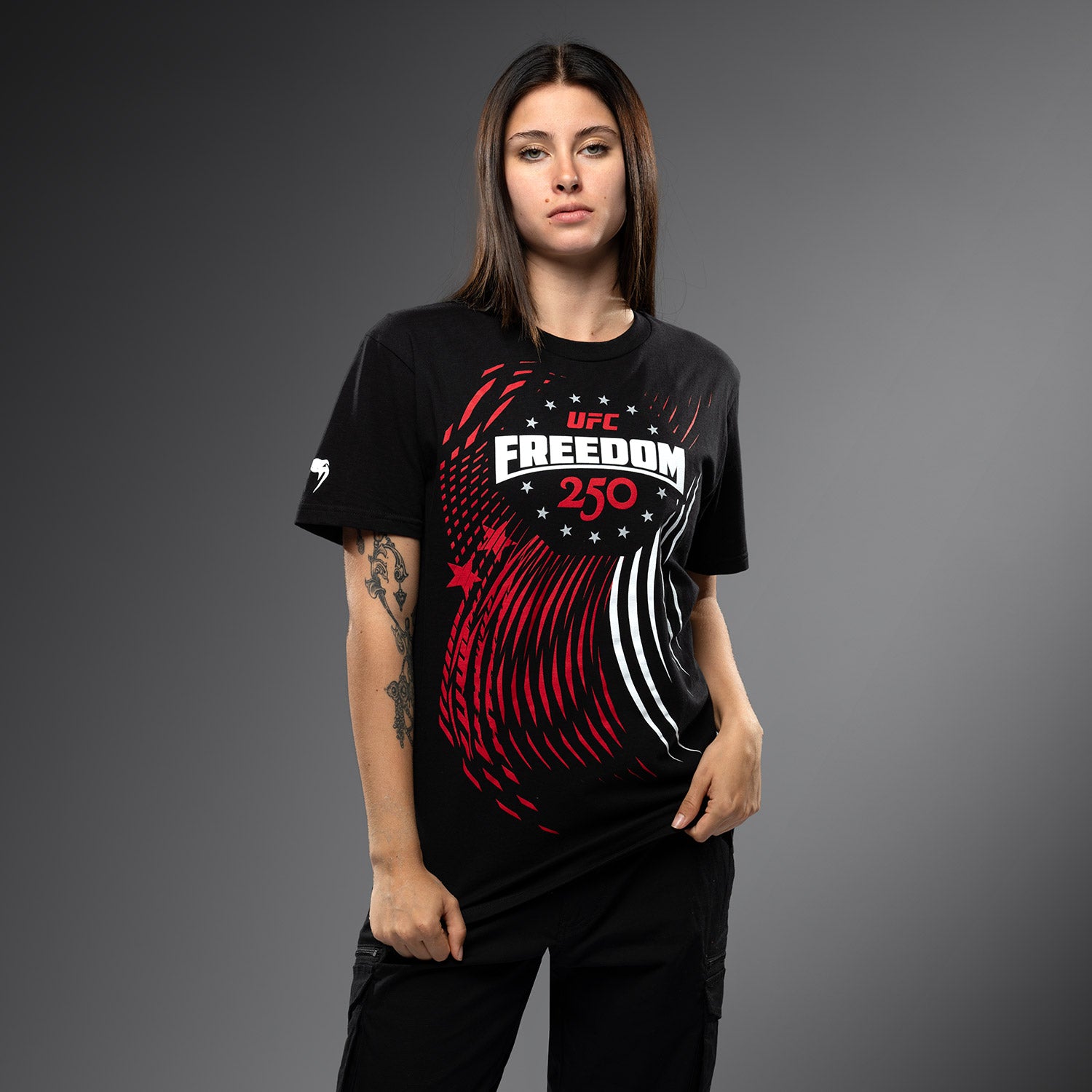 UFC Freedom 250 Official Weigh-In Tshirt - Black/White  product-type_T-Shirts Venum