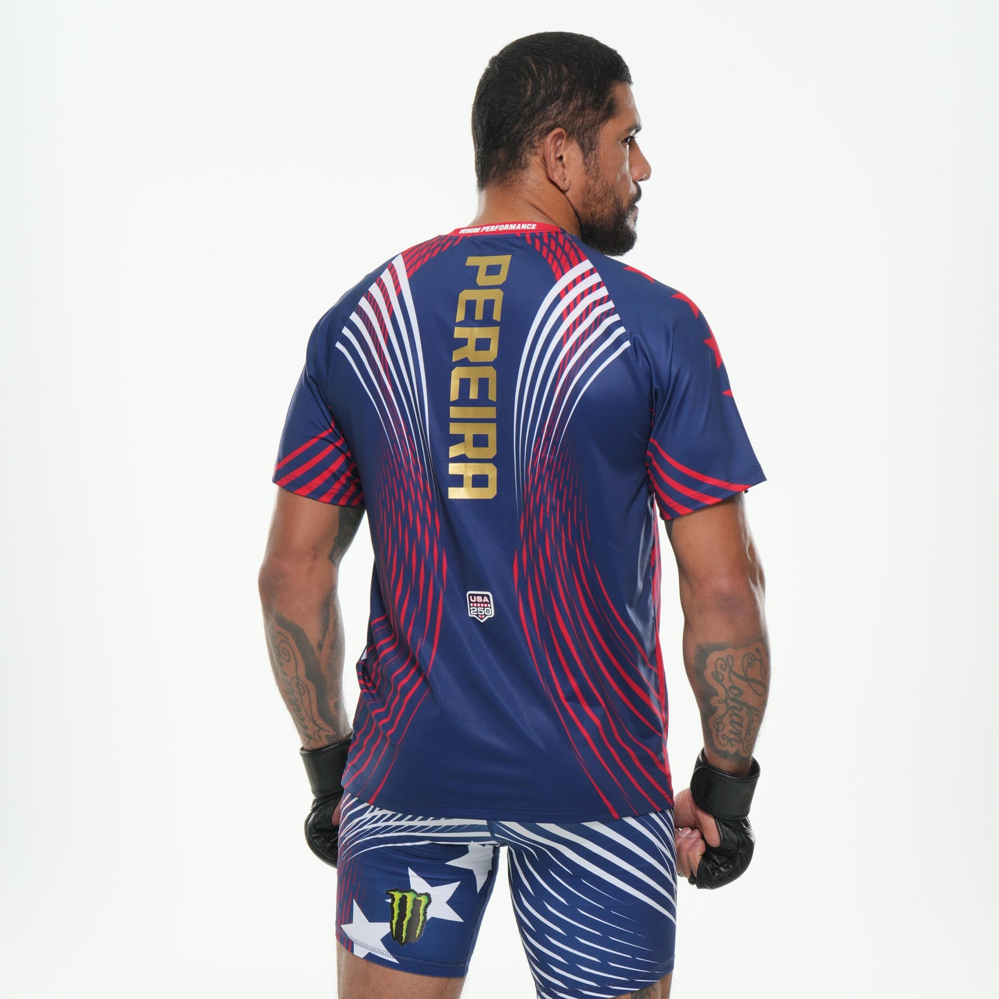 Men's Official UFC Freedom 250 by Venum Blue Authentic Fight Night Walkout Jersey -Pereira