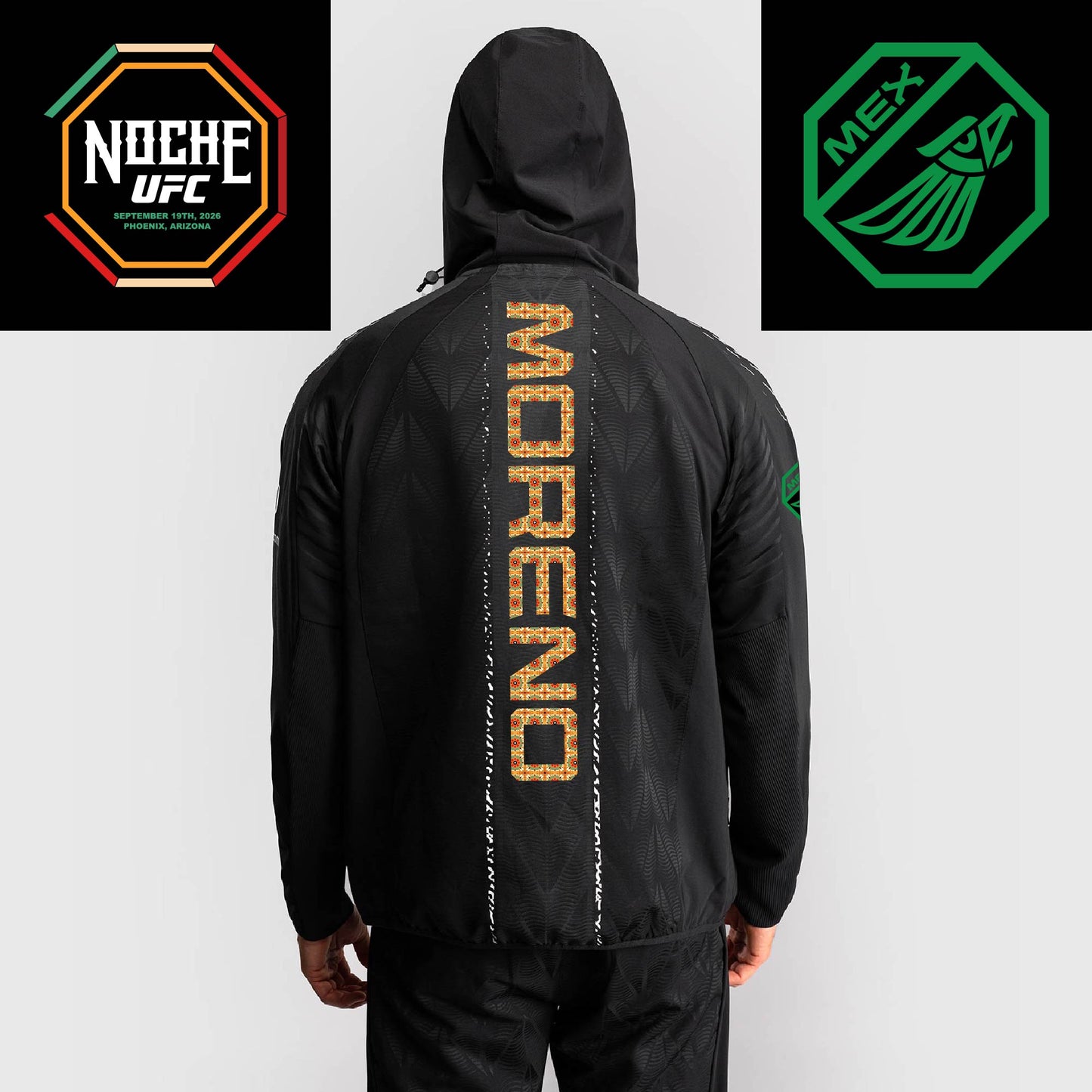 Men’s UFC Zenith by Venum Black Authentic Noche UFC Fight Night Walkout Hoodie - Moreno