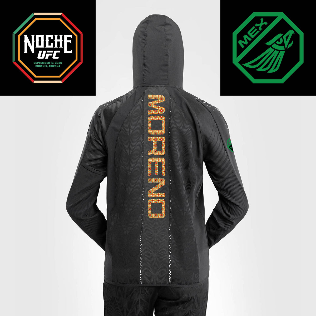 Women's UFC Zenith by Venum Black Authentic Noche UFC Fight Night Walkout Hoodie - Moreno  product-type_Sweatshirts Venum