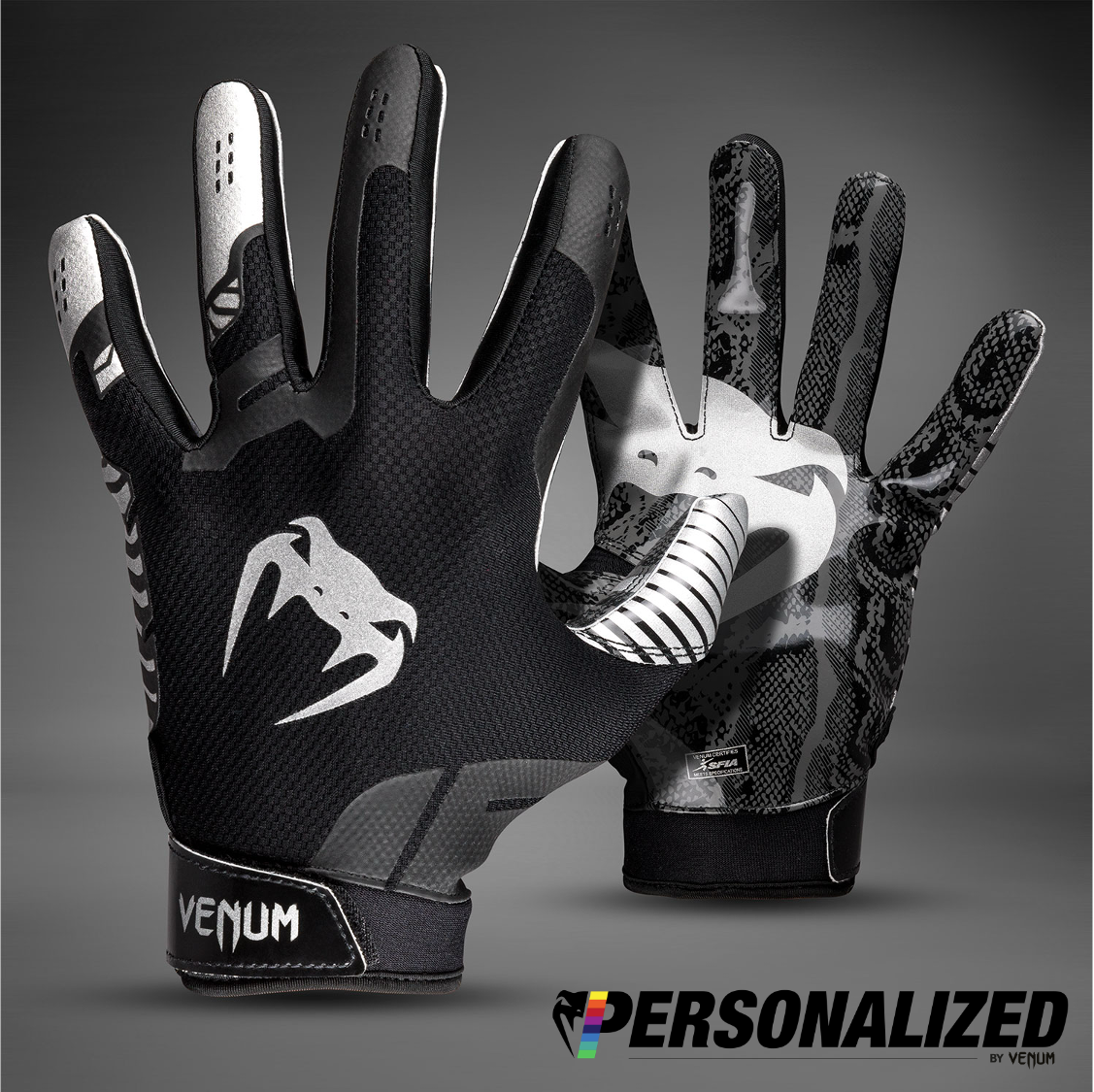Venum Elite Personalized Football Gloves - Black/Silver