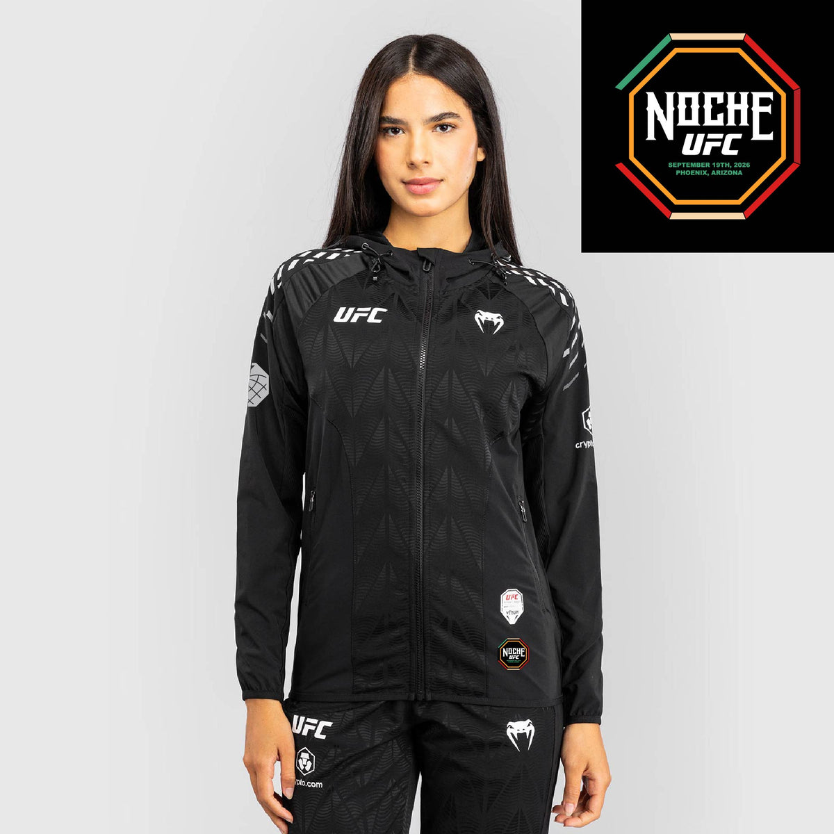 Women's UFC Zenith by Venum Black Authentic Noche UFC Fight Night Walkout Hoodie - Dan Ige