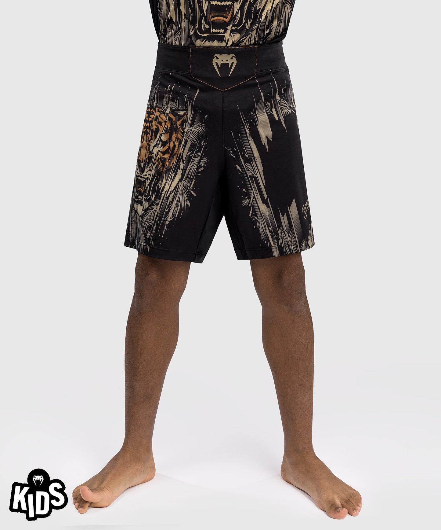 Venum Tiger Kids Fight Shorts - Black/Neon Orange