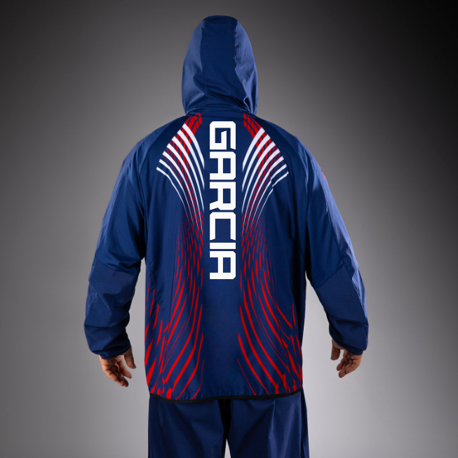Men's Official UFC Freedom 250 by Venum Blue Authentic Fight Night Walkout Hoodie -Garcia   Venum