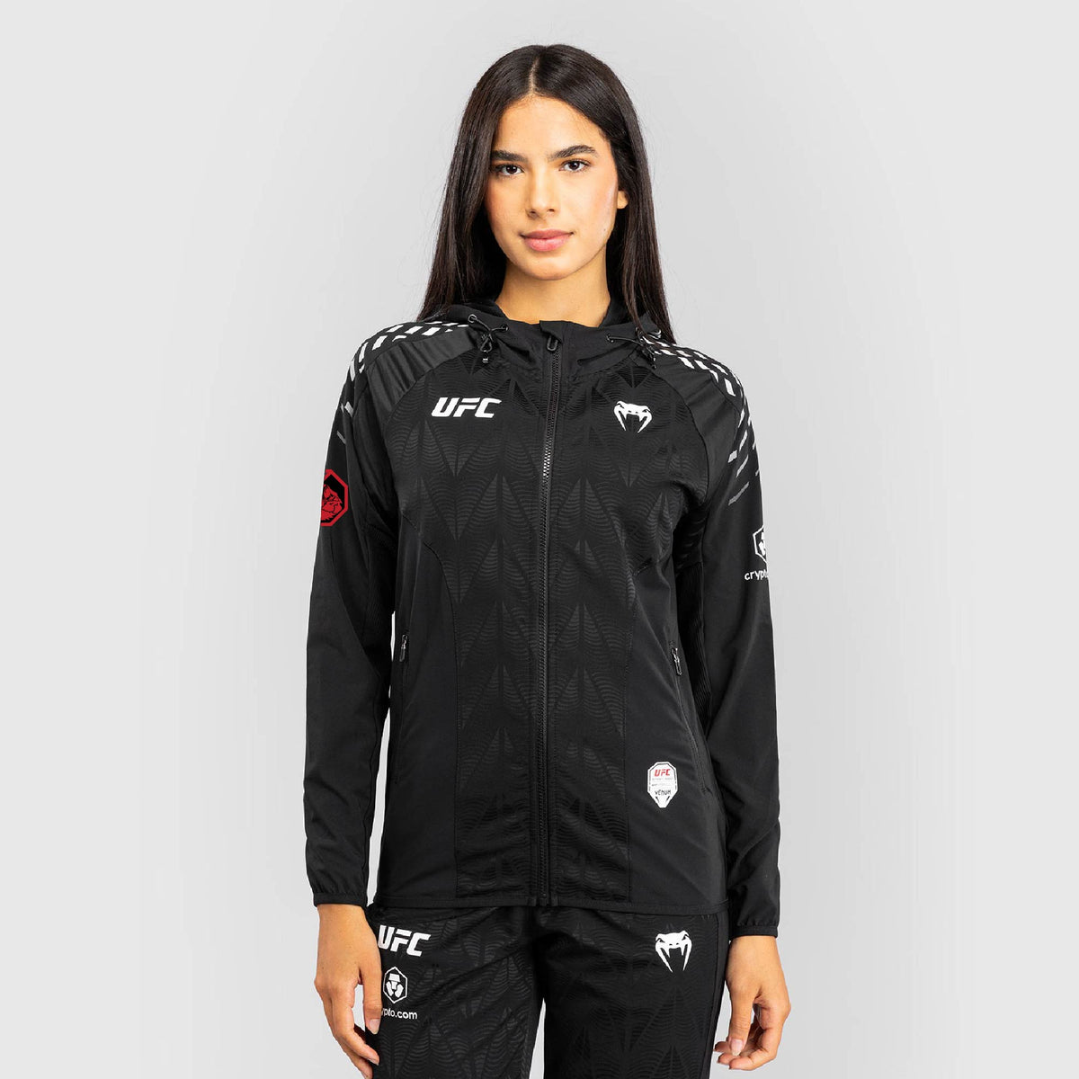 Women's UFC Zenith by Venum Black Authentic Fight Night Walkout Hoodie personalized -Makhachev