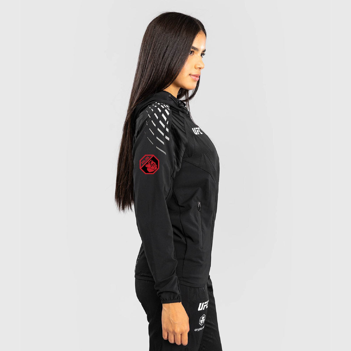 Women's UFC Zenith by Venum Black Authentic Fight Night Walkout Hoodie personalized -Makhachev