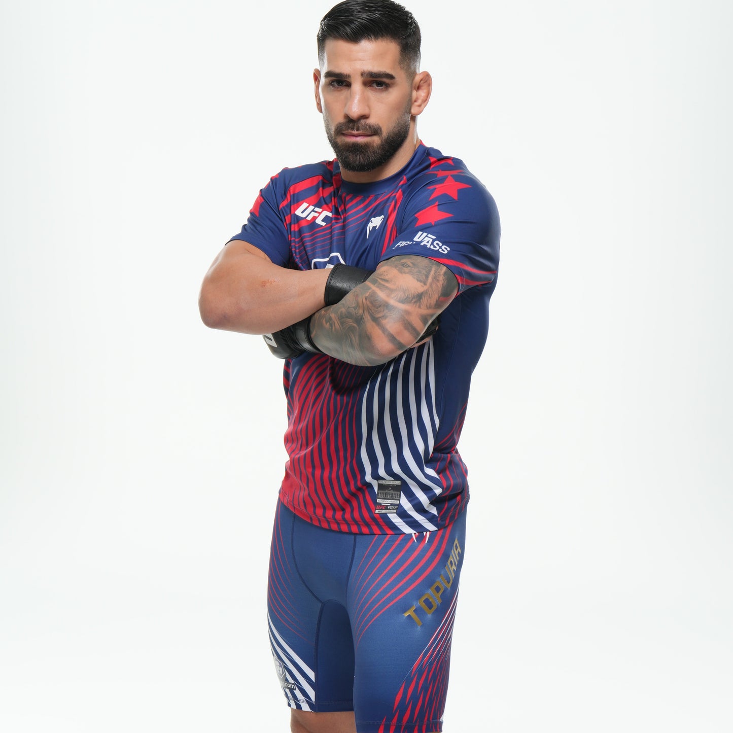 Men's Official UFC Freedom 250 by Venum Blue Authentic Fight Night Vale Tudo Short -Topuria