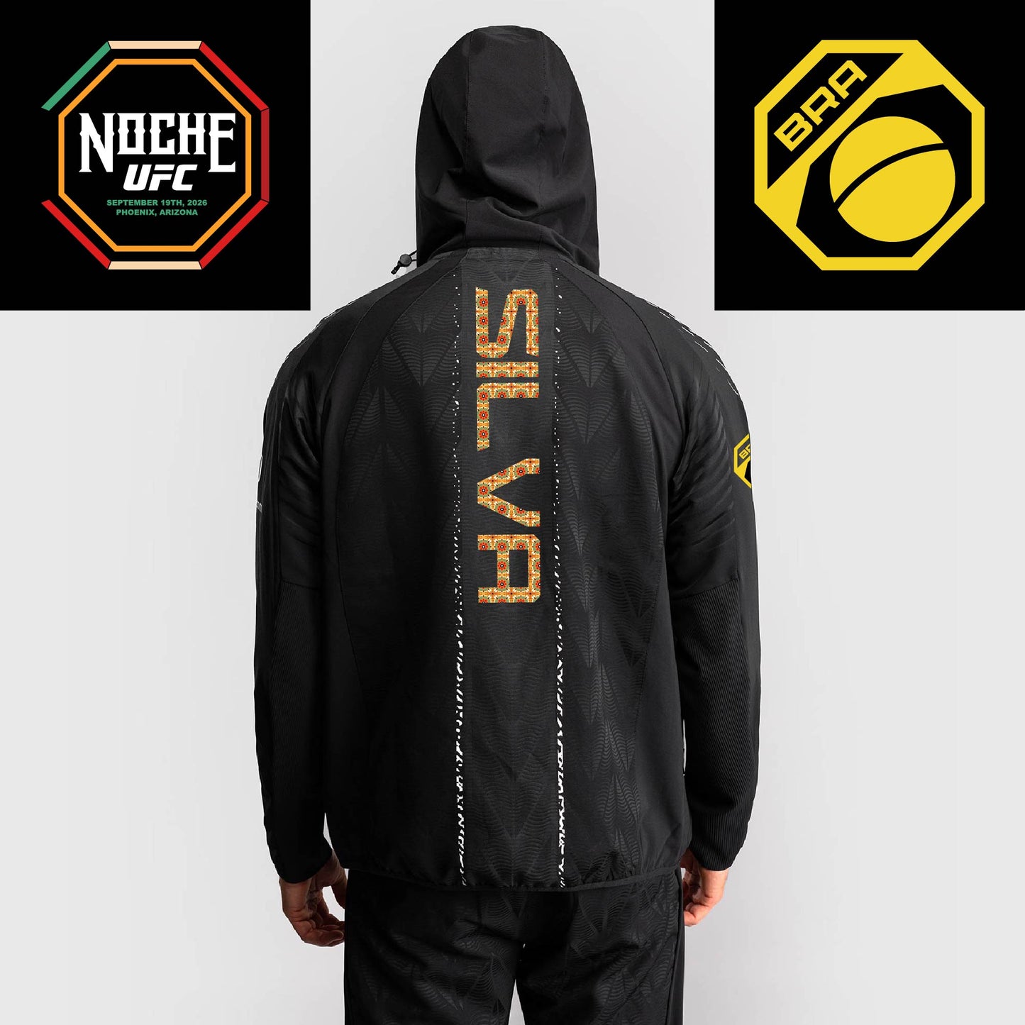 Men’s UFC Zenith by Venum Black Authentic Noche UFC Fight Night Walkout Hoodie - Silva
