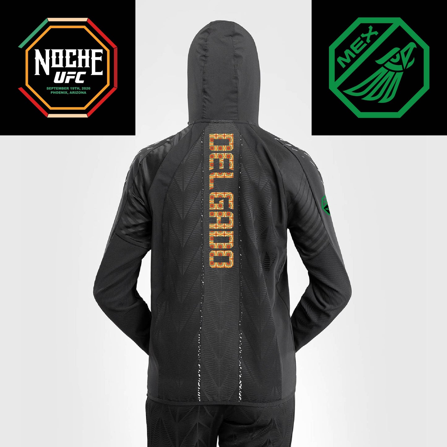Women's UFC Zenith by Venum Black Authentic Noche UFC Fight Night Walkout Hoodie - Delgado