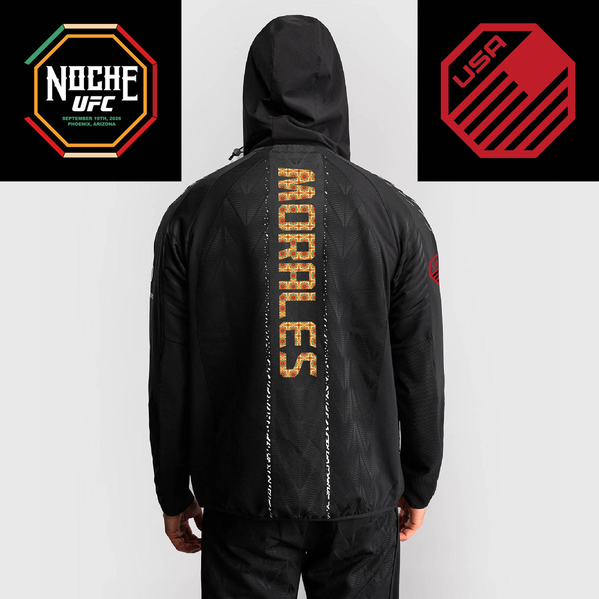 Men’s UFC Zenith by Venum Black Authentic Noche UFC Fight Night Walkout Hoodie - Joseph Morales