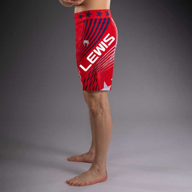 Men's Official UFC Freedom 250 by Venum Red Authentic Fight Night Long Fit Fight Short -Lewis