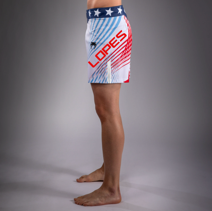 Men's Official UFC Freedom 250 by Venum White Authentic Fight Night Short Fit Fight Short -Lopes