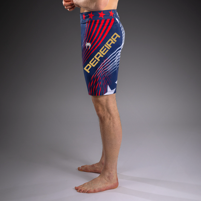 Men's UFC Freedom 250 by Venum Blue Authentic Fight Night Long Fit Fight Short-PEREIRA