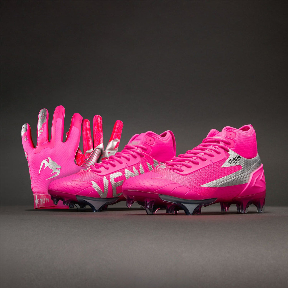 Venum Elite Football Gloves - Neon Pink/Silver  product-type_Football Gloves Venum