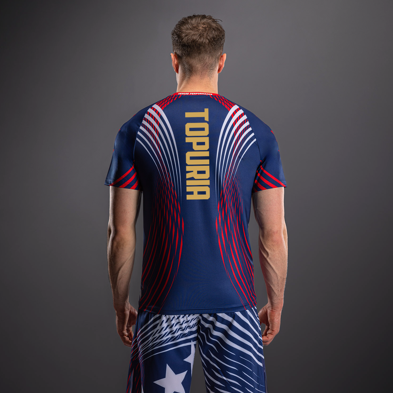 Men's Official UFC Freedom 250 by Venum Blue Authentic Fight Night Walkout Jersey -Topuria