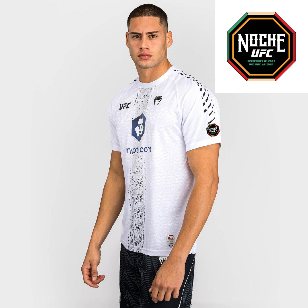 Men's UFC Zenith by Venum White Authentic Noche UFC Fight Night Walkout Jersey - Personalized  product-type_T-Shirts Venum