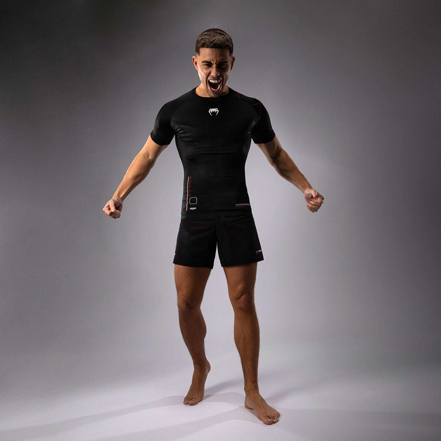 Venum Tactical XT Short Sleeve Rashguard - Black/Fire Red