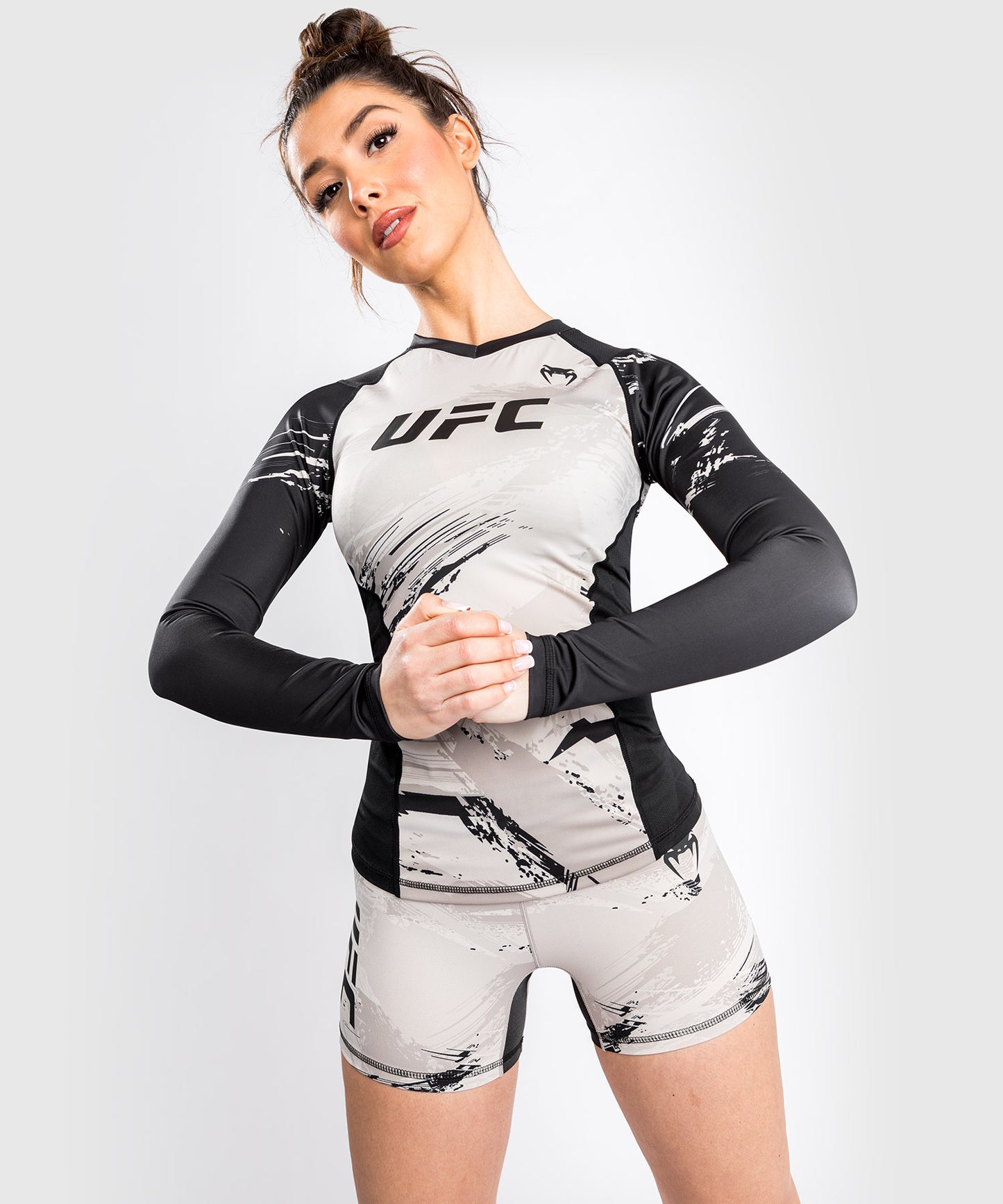UFC Venum Authentic Fight Week Women’s 2.0 Performance Long Sleeve Rash Guard - Sand/Black