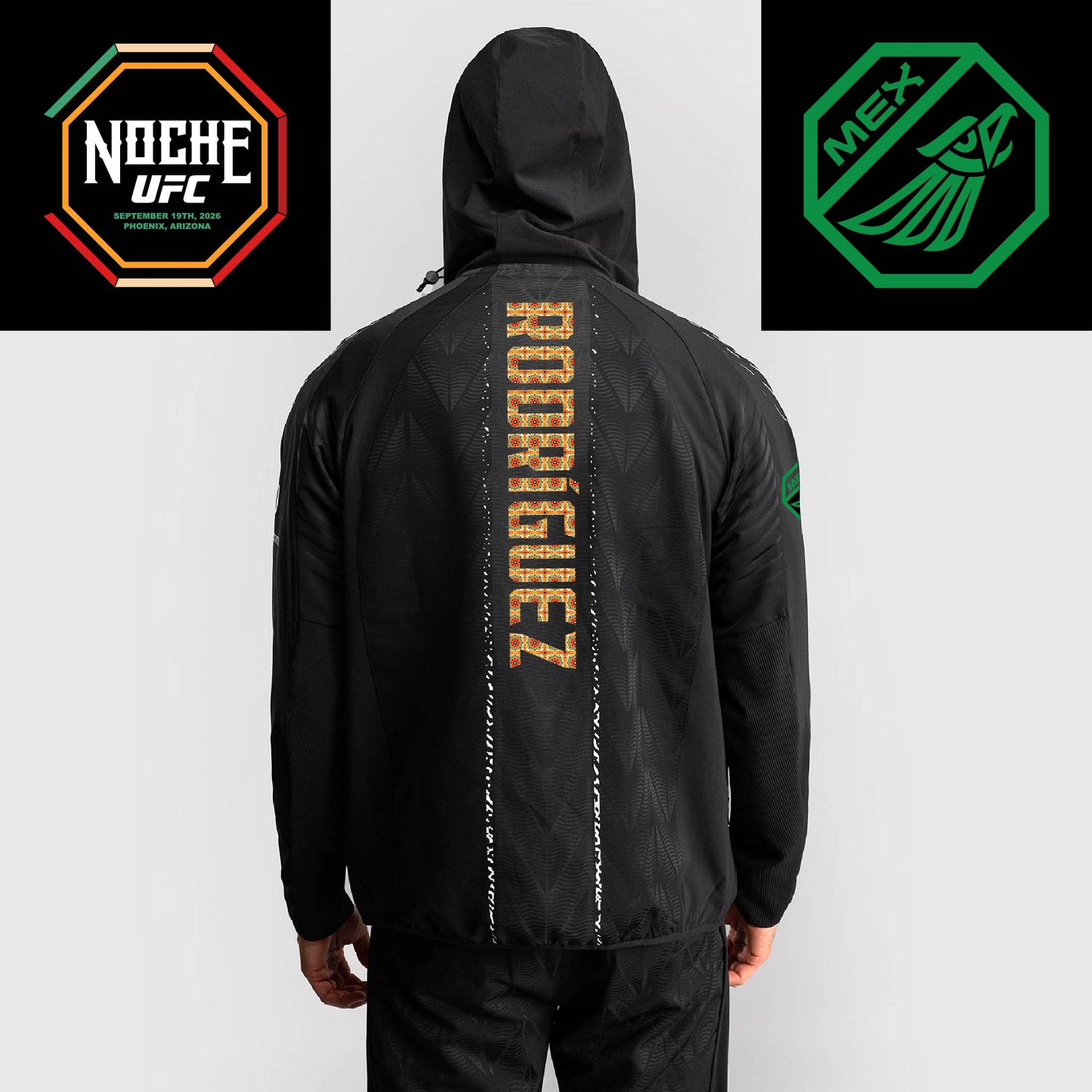 Men's UFC Zenith by Venum Black Authentic Noche UFC Fight Night Walkout Hoodie - Rodriguez