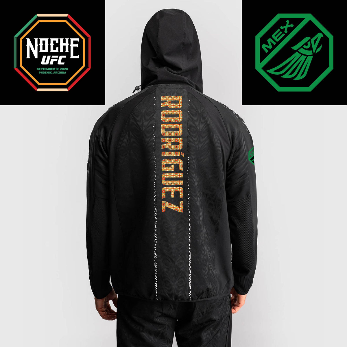 Men's UFC Zenith by Venum Black Authentic Noche UFC Fight Night Walkout Hoodie - Rodriguez   Venum