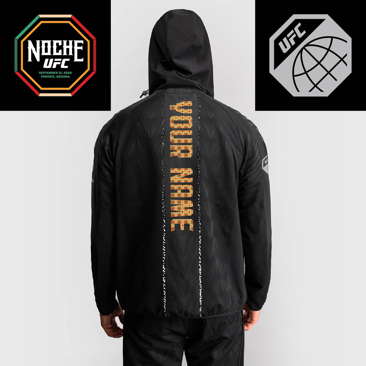Men’s UFC Zenith by Venum Black Authentic Noche UFC Fight Night Walkout Hoodie - Personalized   Venum