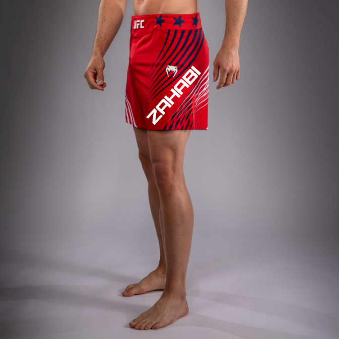 Men's UFC Freedom 250 by Venum Red Authentic Fight Night Short Fit Fight Short-ZAHABI   Venum