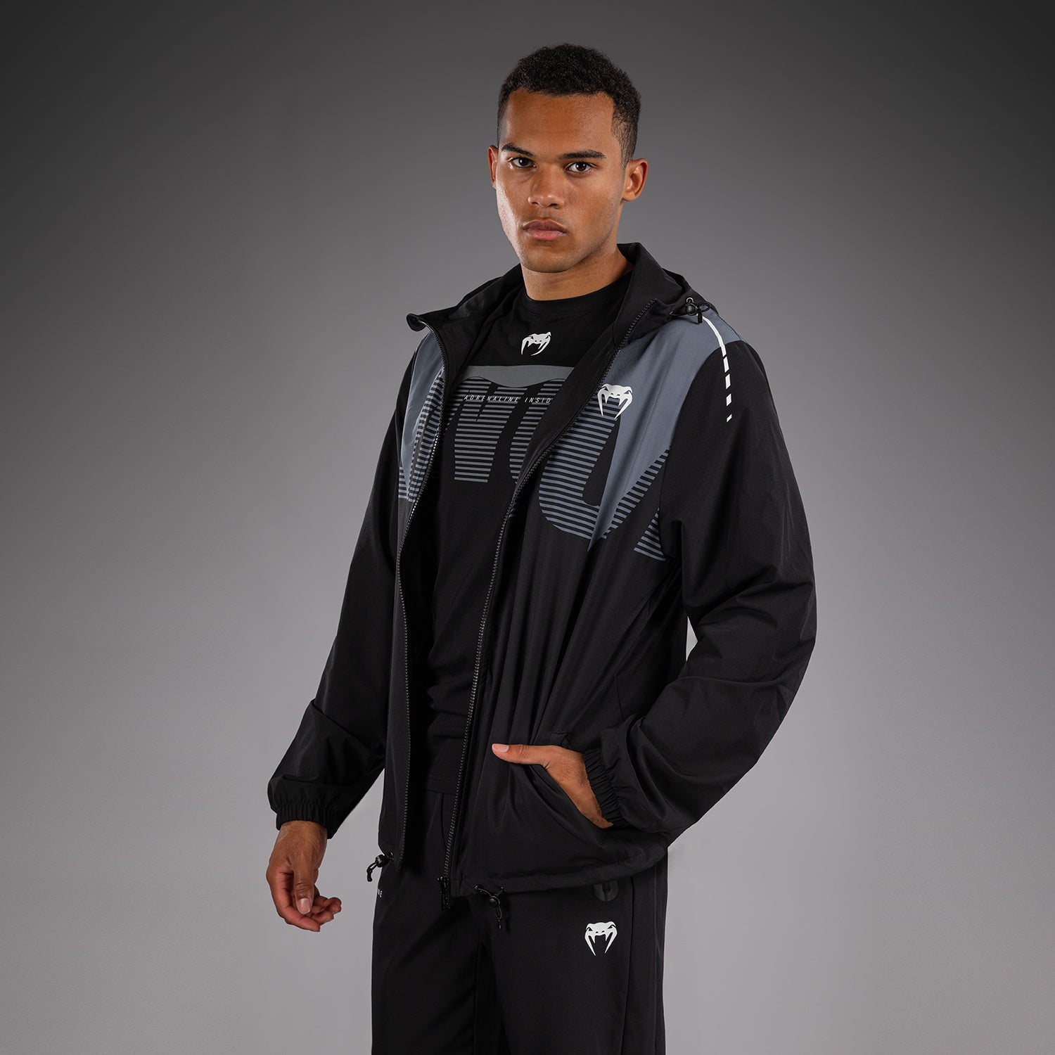 Venum Adrenaline Track Jacket - Black/Silver Grey - Venum