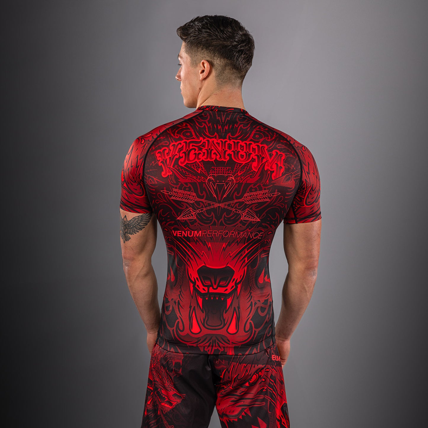 Venum Wolf Atak Short Sleeve Rashguard - Black/Red