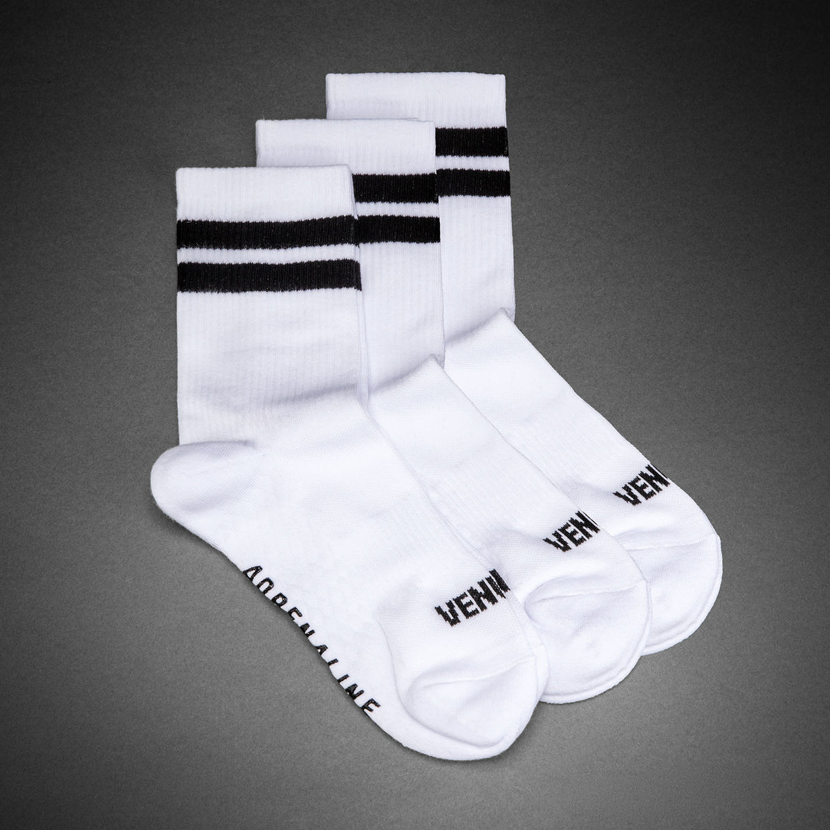 Venum Adrenaline Crew Socks 3-Pack - White/Black