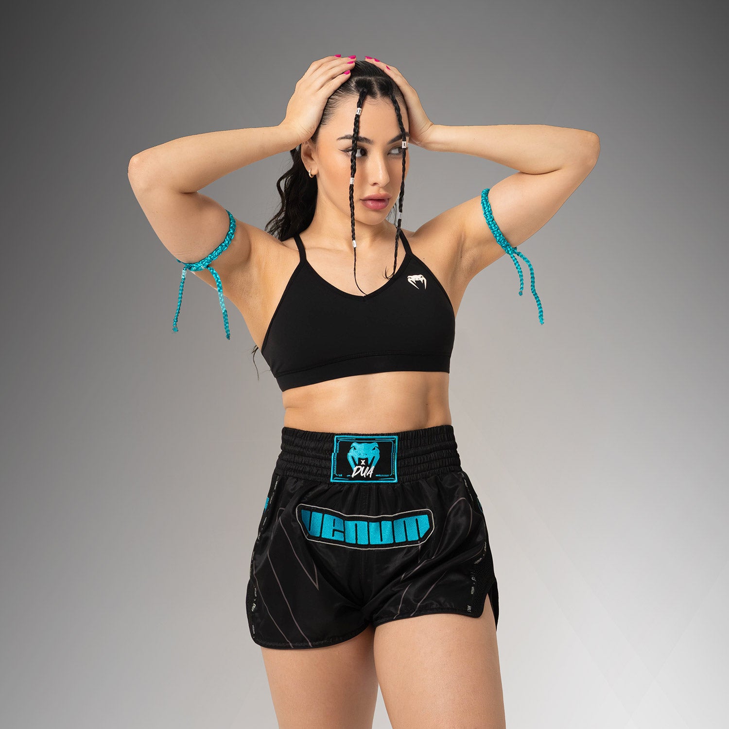 Venum x Dua Muay Thai Shorts - Black/Electric Blue - Venum