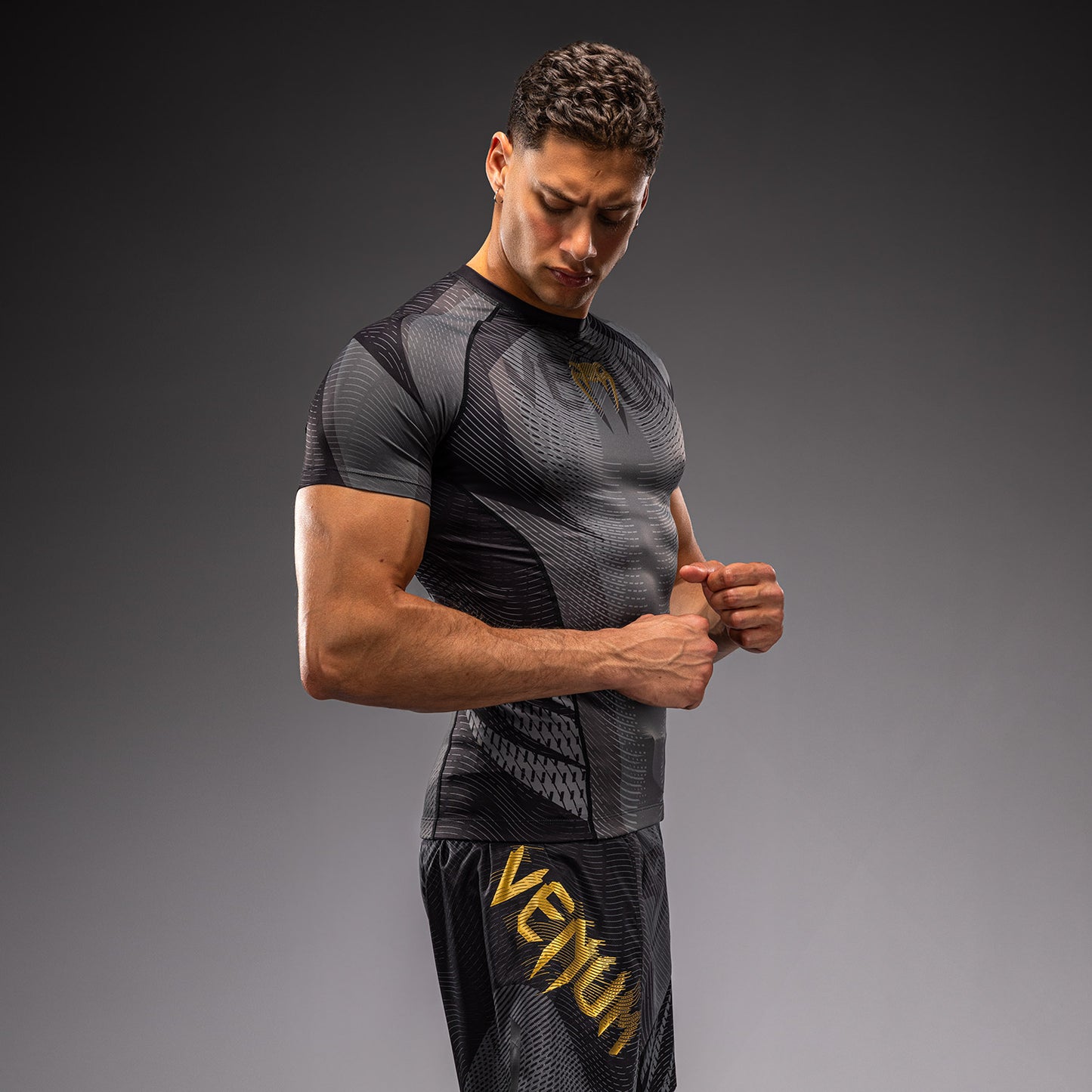 Venum Galactic 3.0 Short Sleeve Rashguard - Black/Gold  product-type_Compression T-Shirts Venum