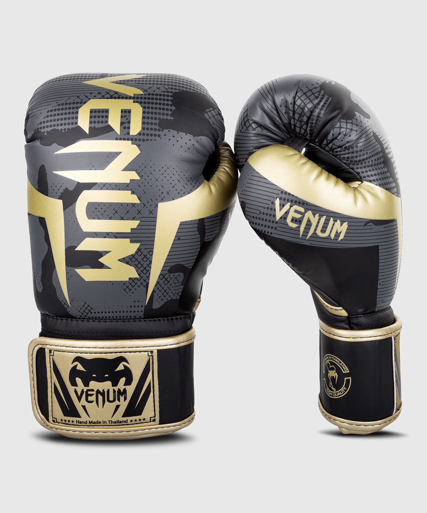 Venum Elite Boxing Gloves - Camo/Gold