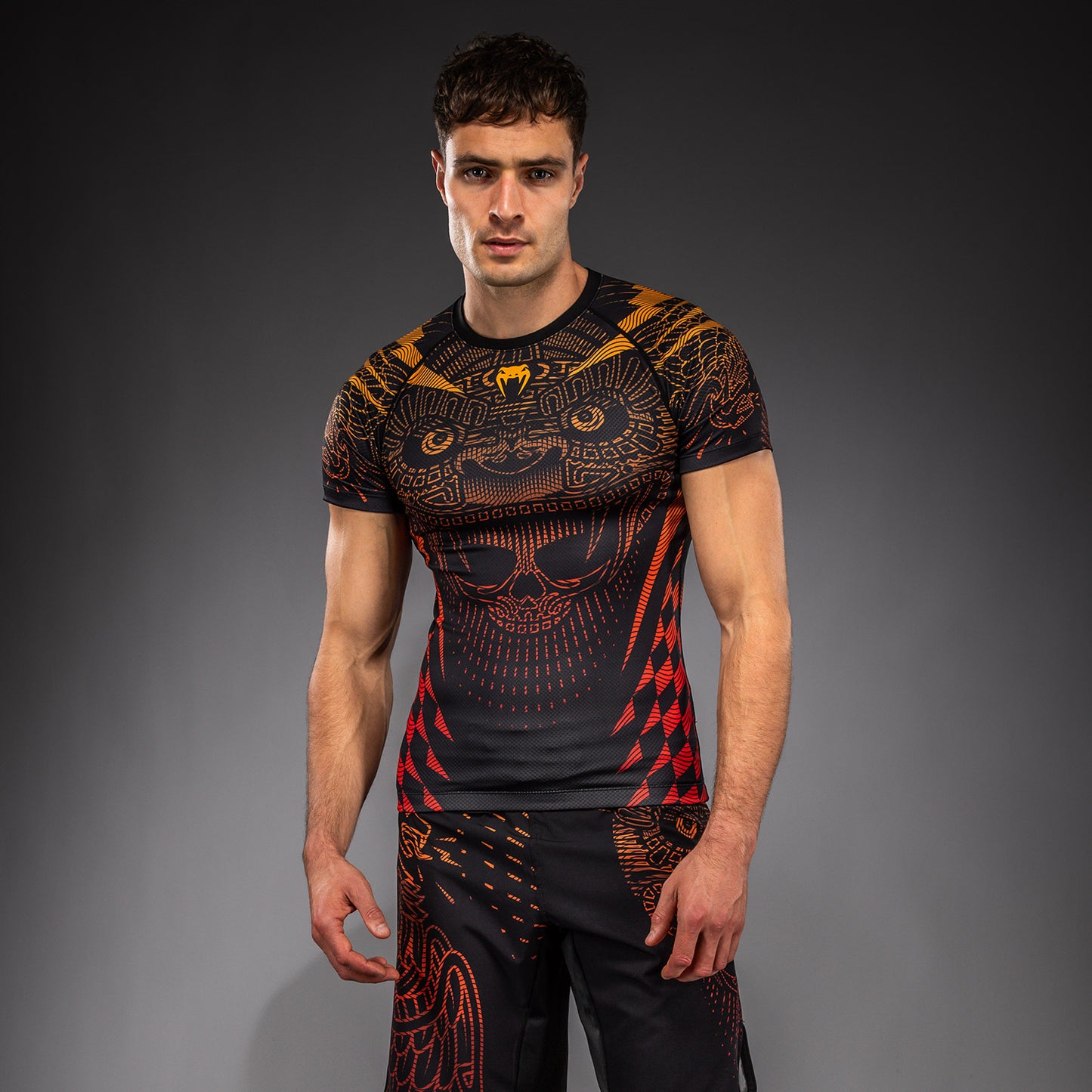 Venum Quetzal Fury Short Sleeve Rashguard - Black/Fury Red/ Tangerine