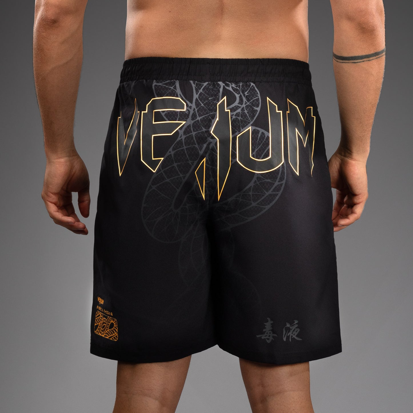 Venum Serpenti Training Shorts - Black/Silver/Gold