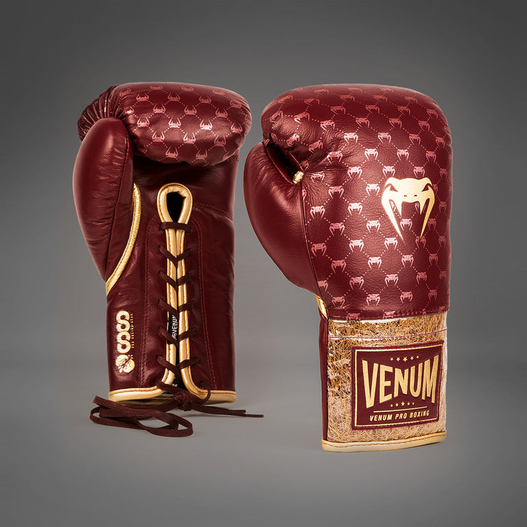 Venum Coco Monogram Pro Lace Up Boxing Gloves - Intense Black - Venum