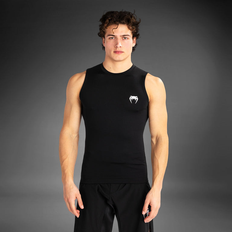 Venum Contender Men's Sleeveless Rashguard - Black/White - Venum Venum Contender Men's Sleeveless Rashguard - Black/White - Venum